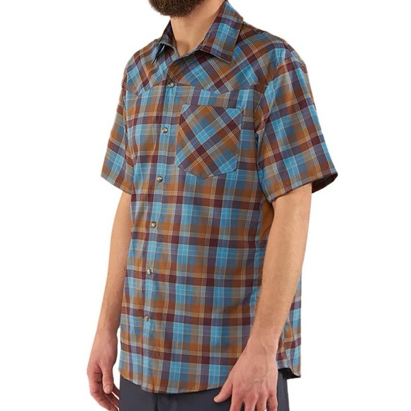 Club Ride Men's blue and brown snap button s/s cycling shirt - Picture 1 of 11